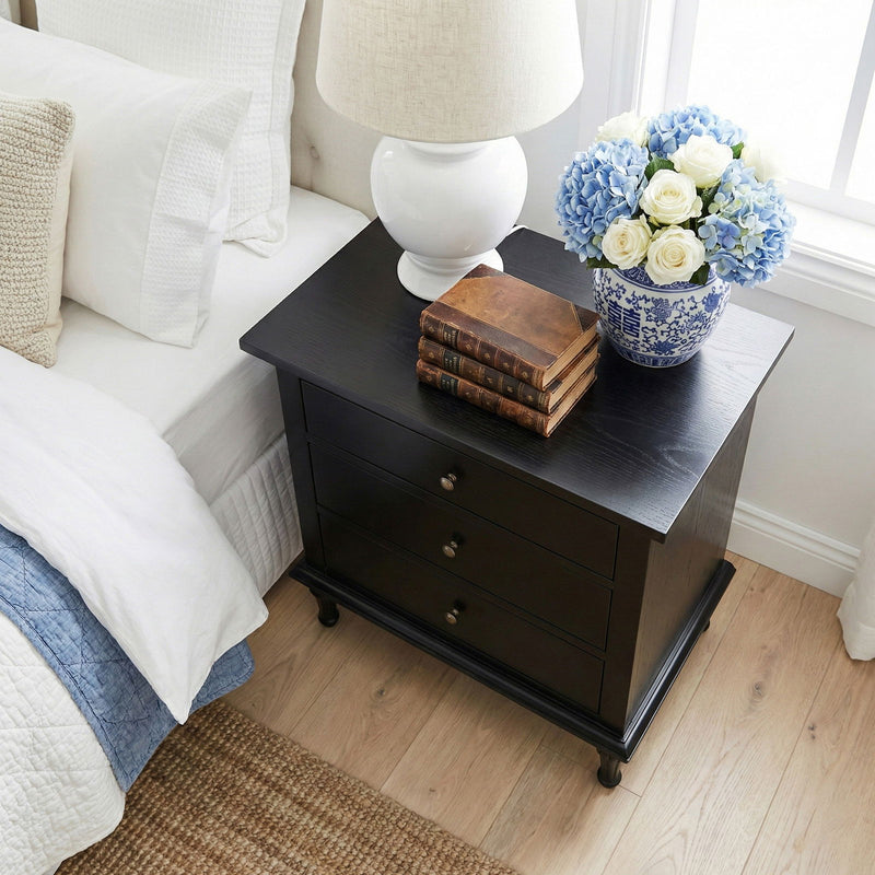 Hamptons Heritage 3 Drawer Bedside Lamp Table