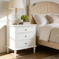 Hamptons Heritage 3 Drawer Bedside Lamp Table