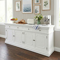 New England Hamptons 4 Drawers 4 Doors Sideboard Buffet & Console Cabinet