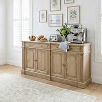 Harbourline Classic Hamptons Panelled Sideboard Buffet & Console Cabinet with 4 Doors & 2 Drawers