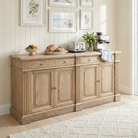 Harbourline Classic Hamptons Panelled Sideboard Buffet & Console Cabinet with 4 Doors & 2 Drawers