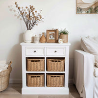 Hamptons Coastal 4 Basket Buffet Sideboard Cabinet