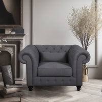 French Provincial Chesterfield Cameron Upholstered Single Lounge Armchair Sofa