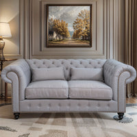 French Provincial Chesterfield Cameron Upholstered 2 Seater Lounge Armchair Sofa