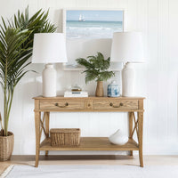 Hamptons Halifax Side Cross 2 Drawer Console Hall Table