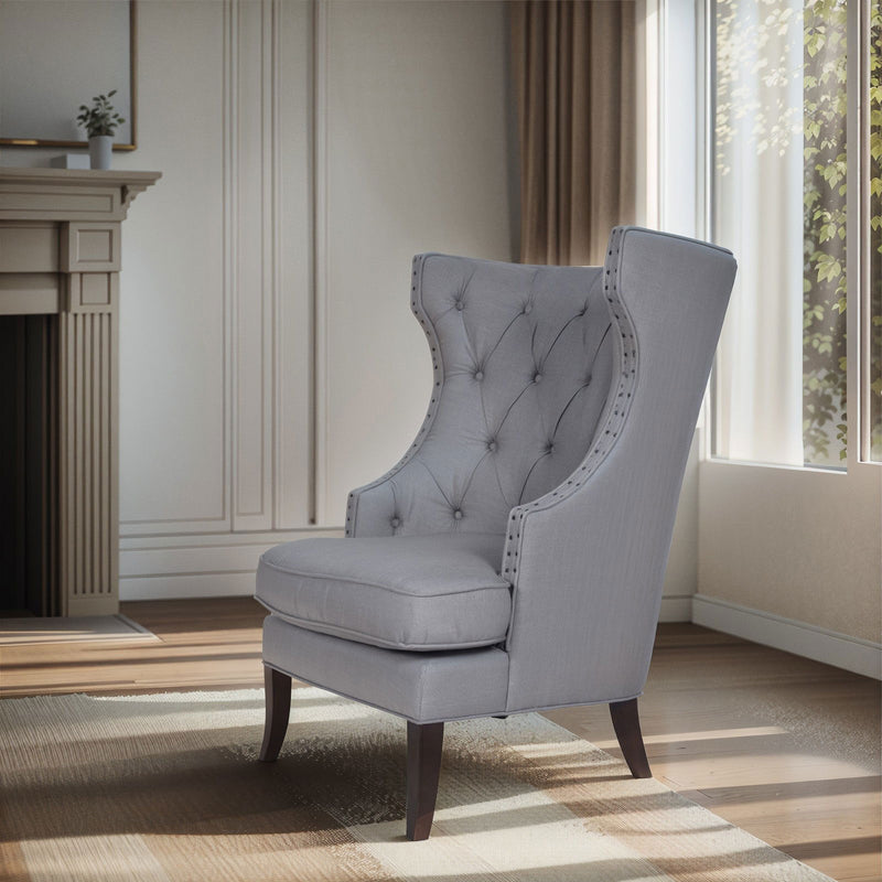 French Provincial Chesterfield Oxford Upholstered Wingback Lounge Armchair Sofa