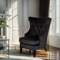 French Provincial Chesterfield Oxford Upholstered Wingback Lounge Armchair Sofa