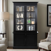 French Provincial Casement Double Glass Door Display Buffet and Hutch Cabinet Bookcase