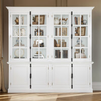 French Provincial Casement Double Glass Door Display Buffet and Hutch Cabinet Bookcase