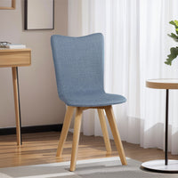 Contemporary Scandinavian Fyn Set of 2 Blue Upholstered Modern Fabric Dining Chairs