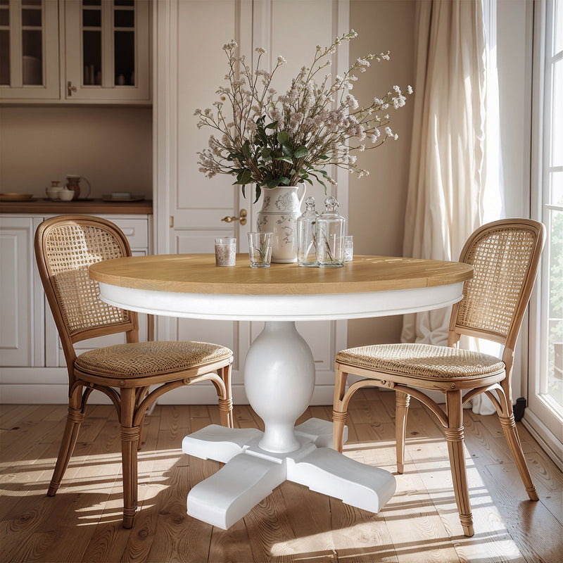 French Provincial Farmhouse 120cm Pedestal Round Dining Table