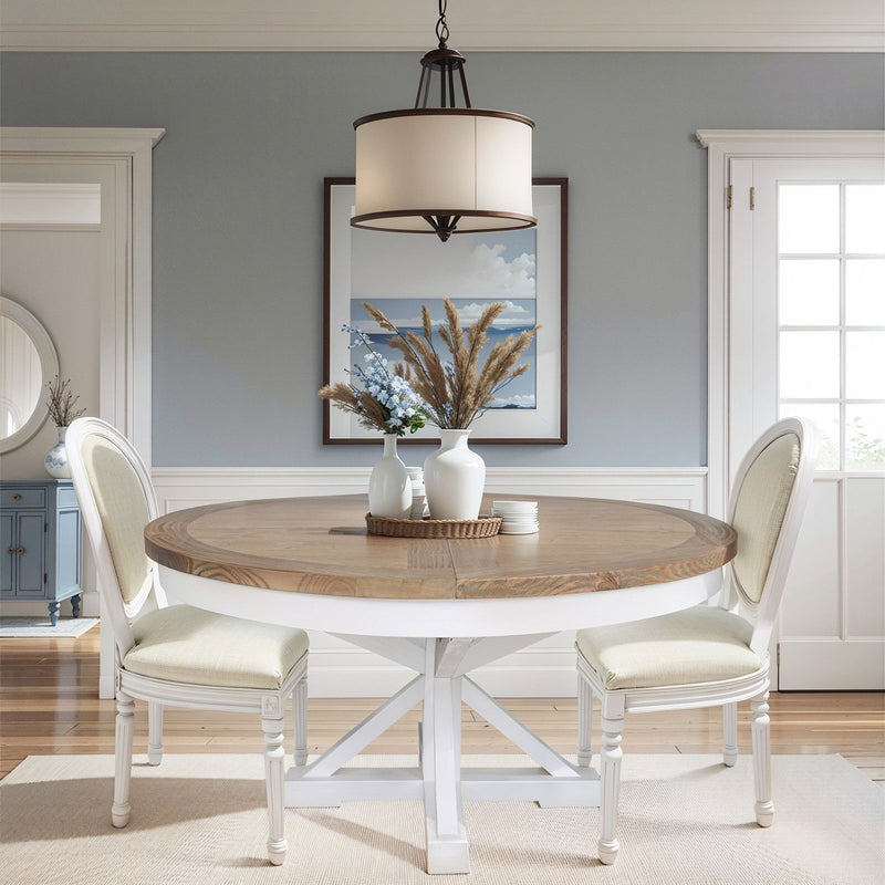 Hamptons Sorrento 150-190cm Round Extendabe Trestle Dining Table