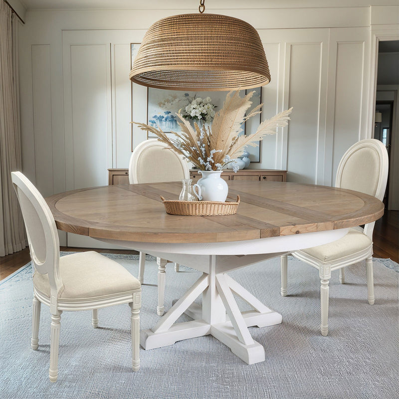 Hamptons Sorrento 150-190cm Round Extendabe Trestle Dining Table