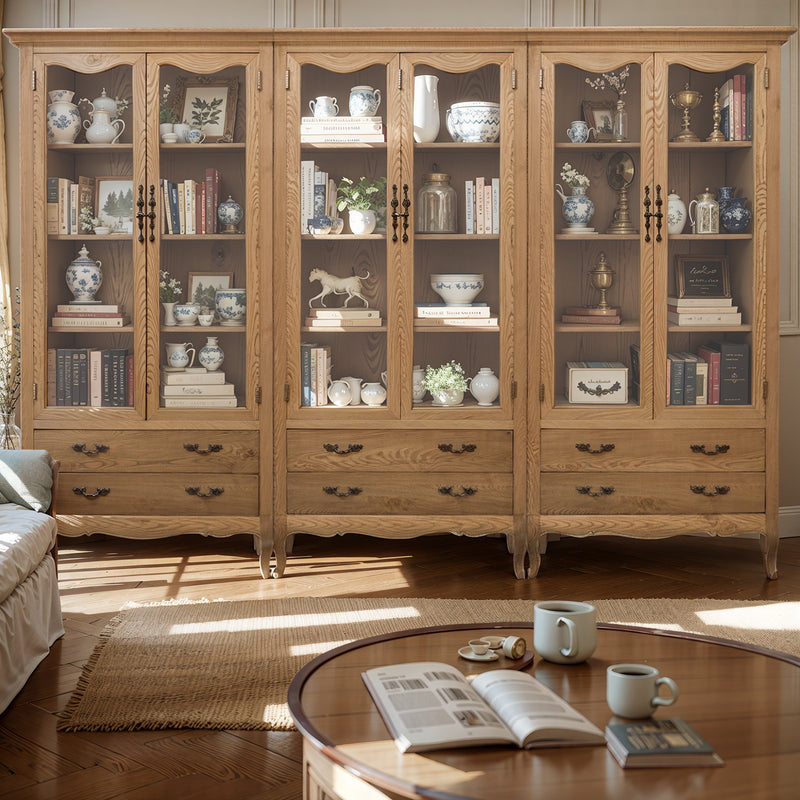 French Provincial Display Cabinet & Bookcase Natural Ash/ Modular Design