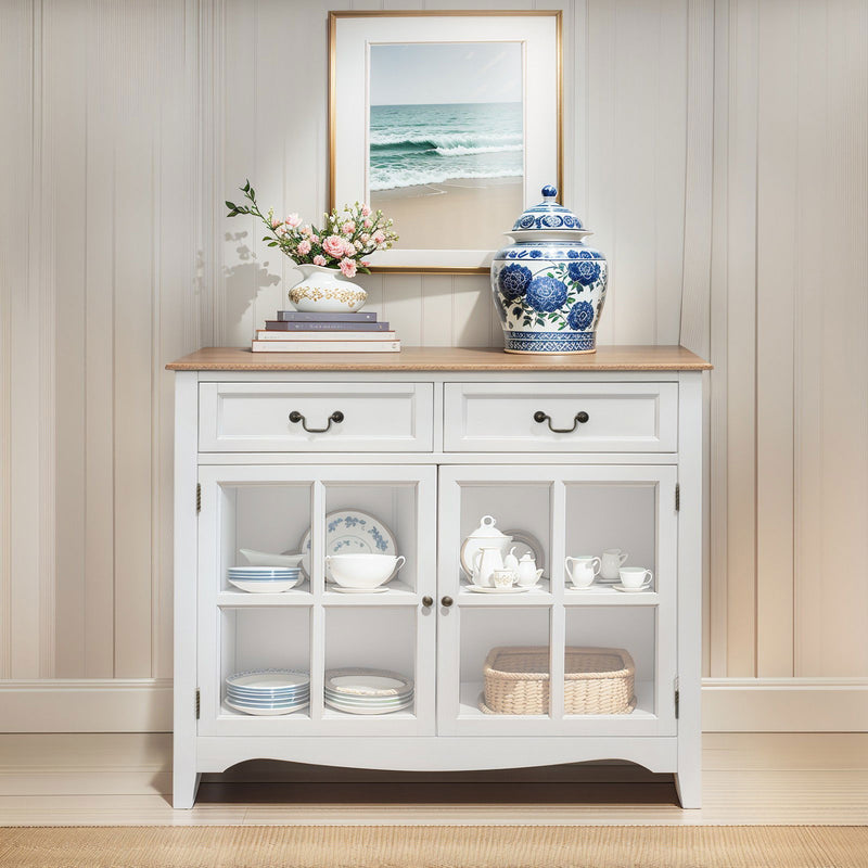 Hamptons Sorrento 2 Glass Door Small Sideboard Buffet