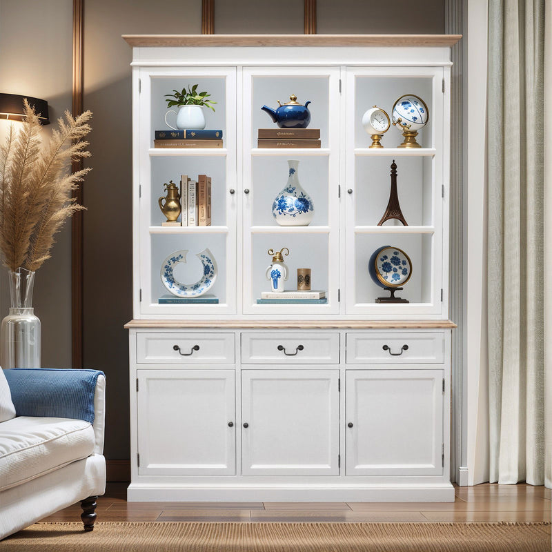 Hamptons Sorrento Buffet and Hutch Glass Display Bookcase