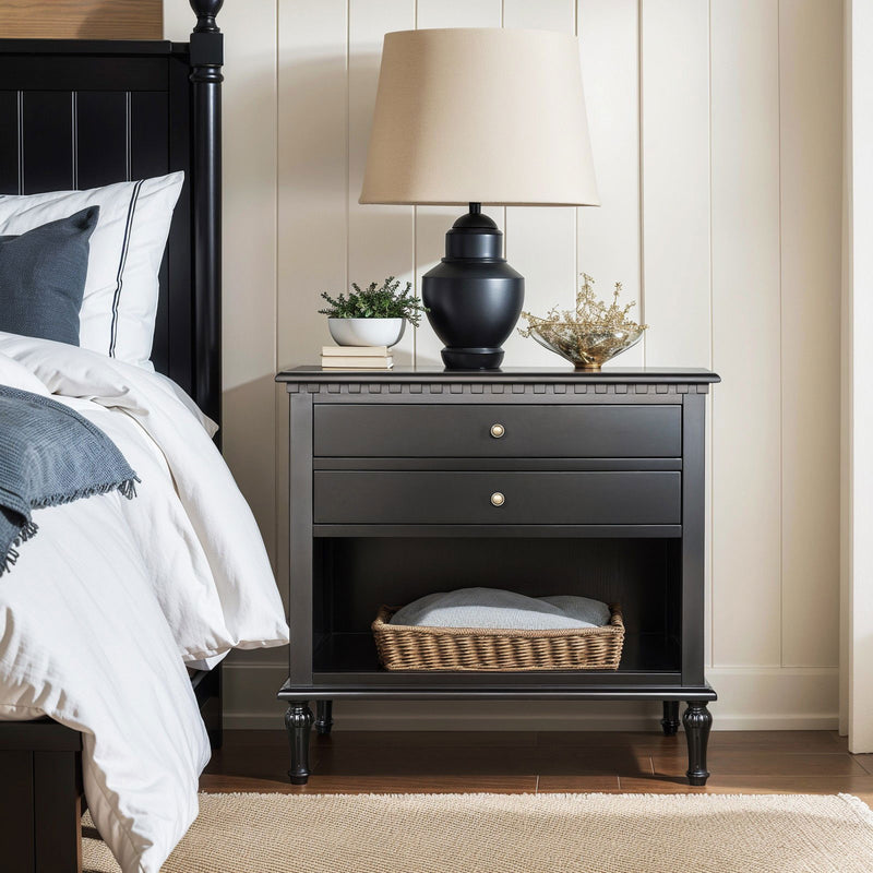 Hamptons Halifax Two Drawers Bedside Table