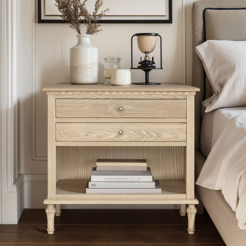 Hamptons Halifax Two Drawers Bedside Table