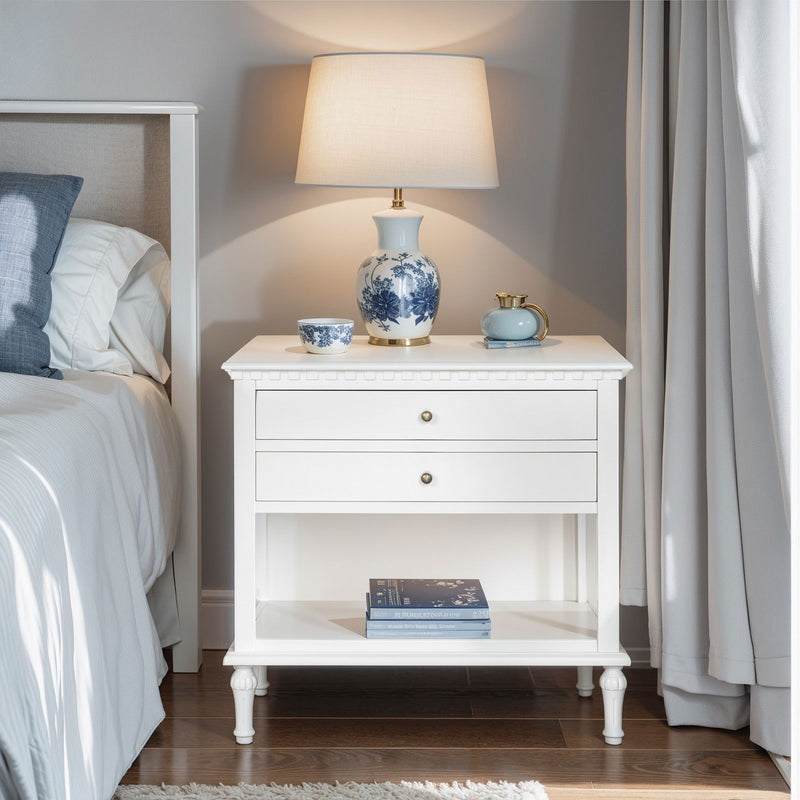 Hamptons Halifax Two Drawers Bedside Table