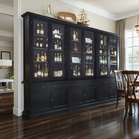 Hamptons Halifax Glass Door Hutch Modular Display Buffet Cabinet Bookcase Cupboard