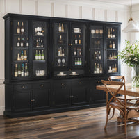 Hamptons Halifax Glass Door Hutch Modular Display Buffet Cabinet Bookcase Cupboard