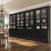 Hamptons Halifax Glass Door Hutch Modular Display Buffet Cabinet Bookcase Cupboard