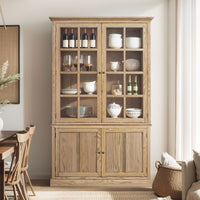 Hamptons Coastal Hutch Glass Display Cabinet Bookcase and Buffet Cupboard