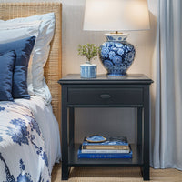 Hamptons Coastal Bedside Table with Magazine Tray