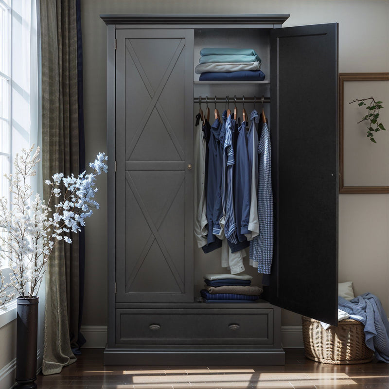 Hamptons Coastal Crossed One Drawer Wardrobe