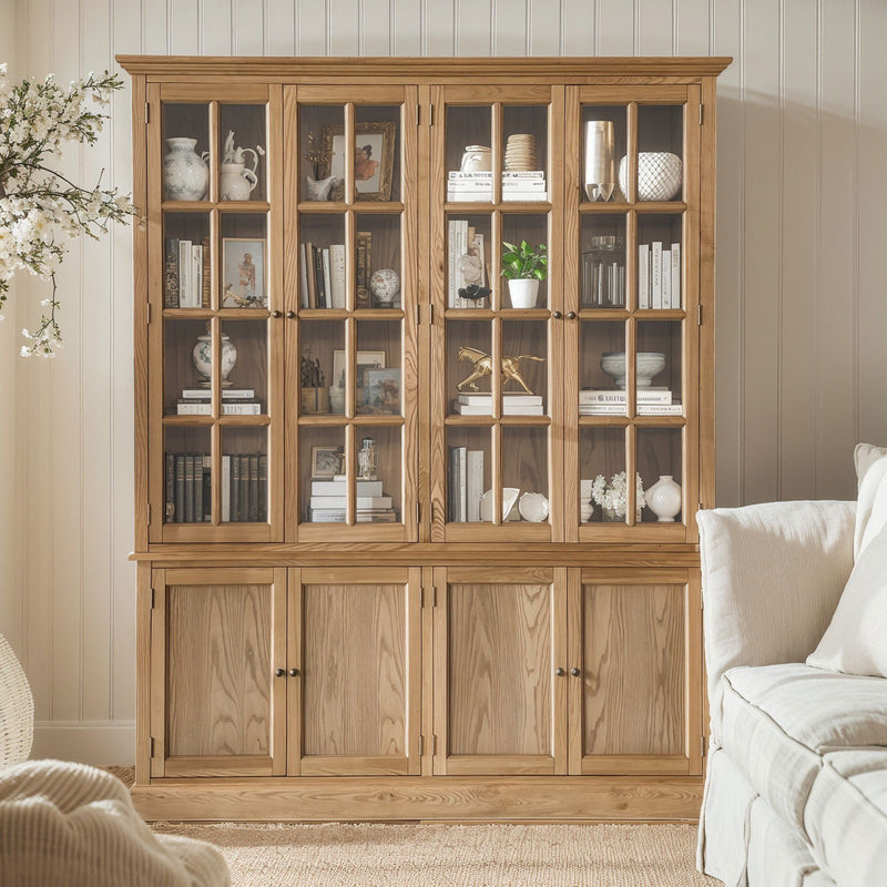 Early Bird Pre-order: Extra $1,000 OFF - Hamptons Coastal Bookcase and Buffet Cupboard