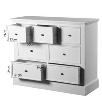 Hamptons Halifax 7 Drawer Chest Tallboy Cabinet