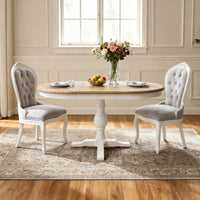 French Provincial Pedestal Round 100-150cm Extendable Dining Table NATURAL ASH 4–6 Seater