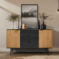 Contemporary Modern Harper Round Arch Designed Glass Door Sleek Sideboard