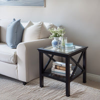 Hamptons Coastal Glass Cross Side Table