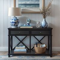 Hamptons Coastal Beach Cross Console Hall Table