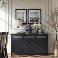 Hamptons Coastal Beach Cross Wooden Door Sideboard Buffet