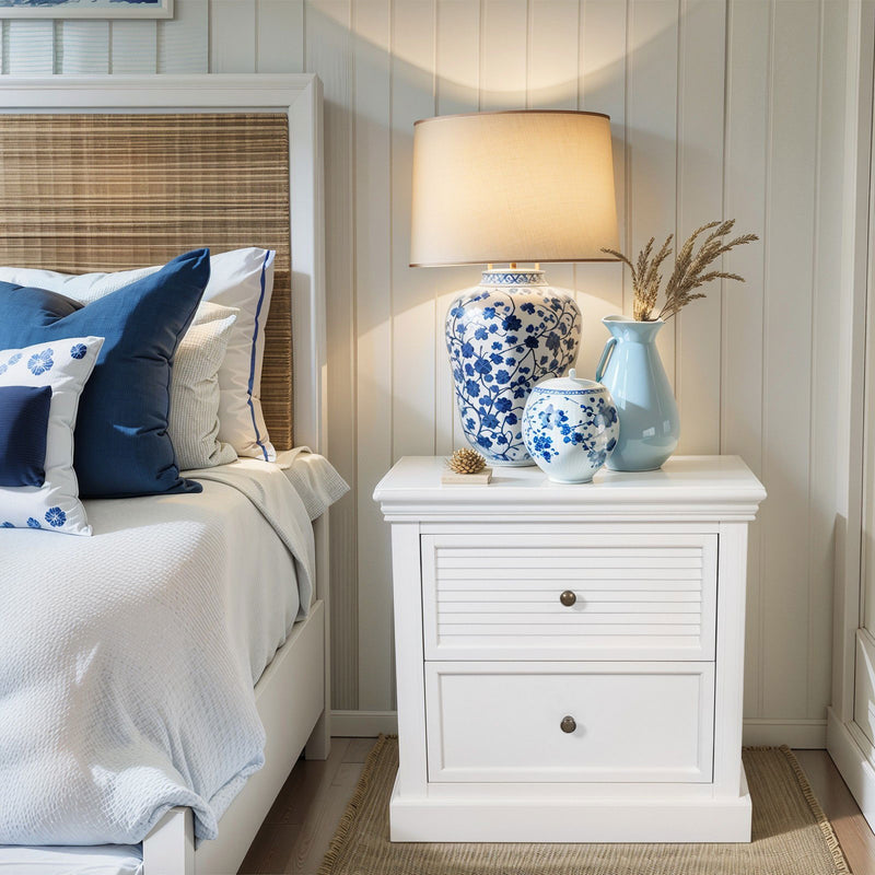 Hamptons Coastal Seaside 2 Drawer Bedside Table