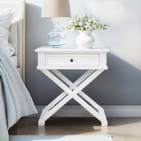 Hamptons Coastal Beach Cross Leg Bedside Table