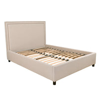 Contemporary Modern Maddy Upholstered Studded Square Queen Bed Frame