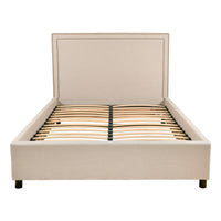 Contemporary Modern Maddy Upholstered Studded Square Queen Bed Frame