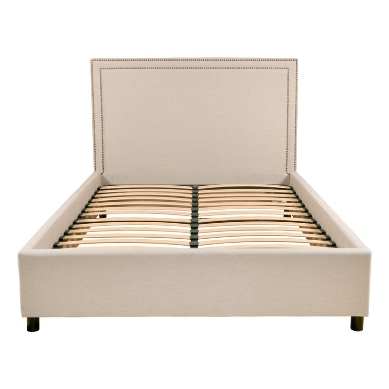 Contemporary Modern Maddy Upholstered Studded Square King Bed Frame