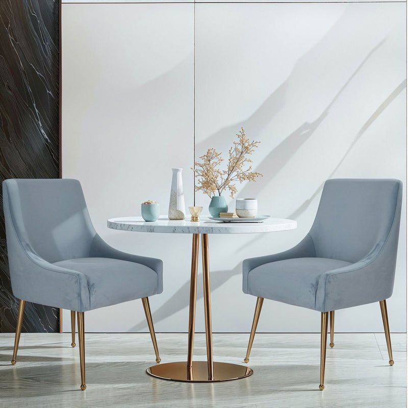 Contemporary Scandinavian Set of 2 Ellie Velvet Upholstered Dining Chairs