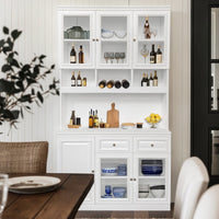 Hamptons Halifax Kitchen Pantry Glass Display Buffet and Wine Cabinet