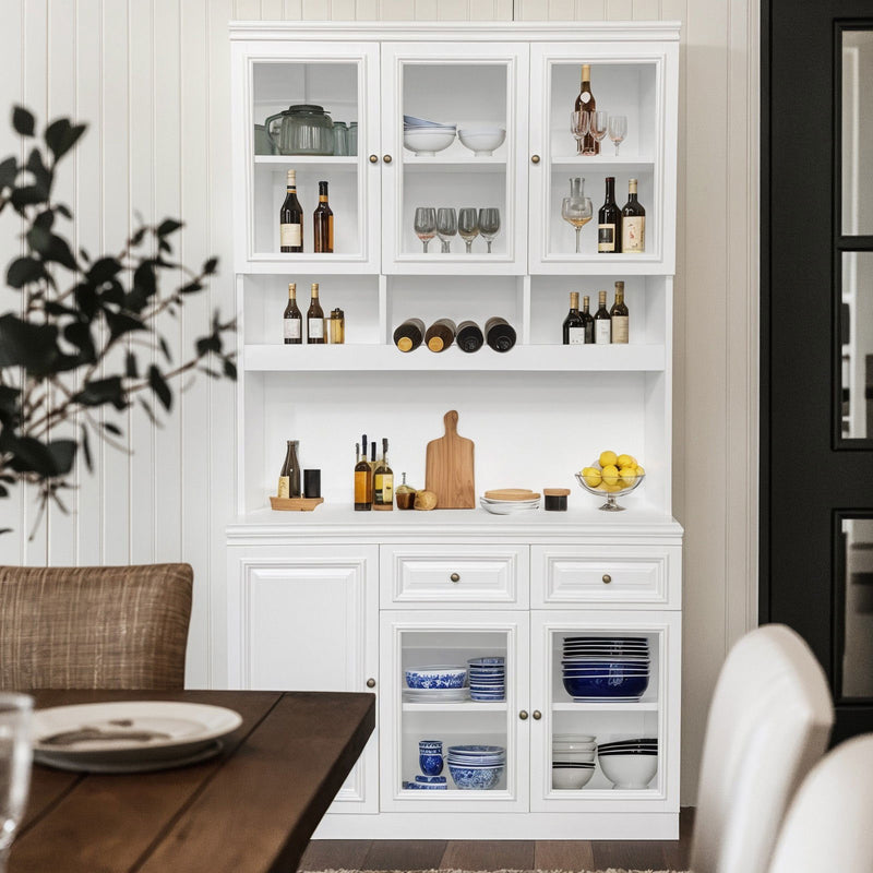 Hamptons Halifax Kitchen Pantry Glass Display Buffet and Wine Cabinet
