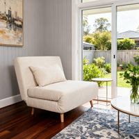 Contemporary Modern Siesta 1.5 Seater Versatile linen Lounge Sofa Bed