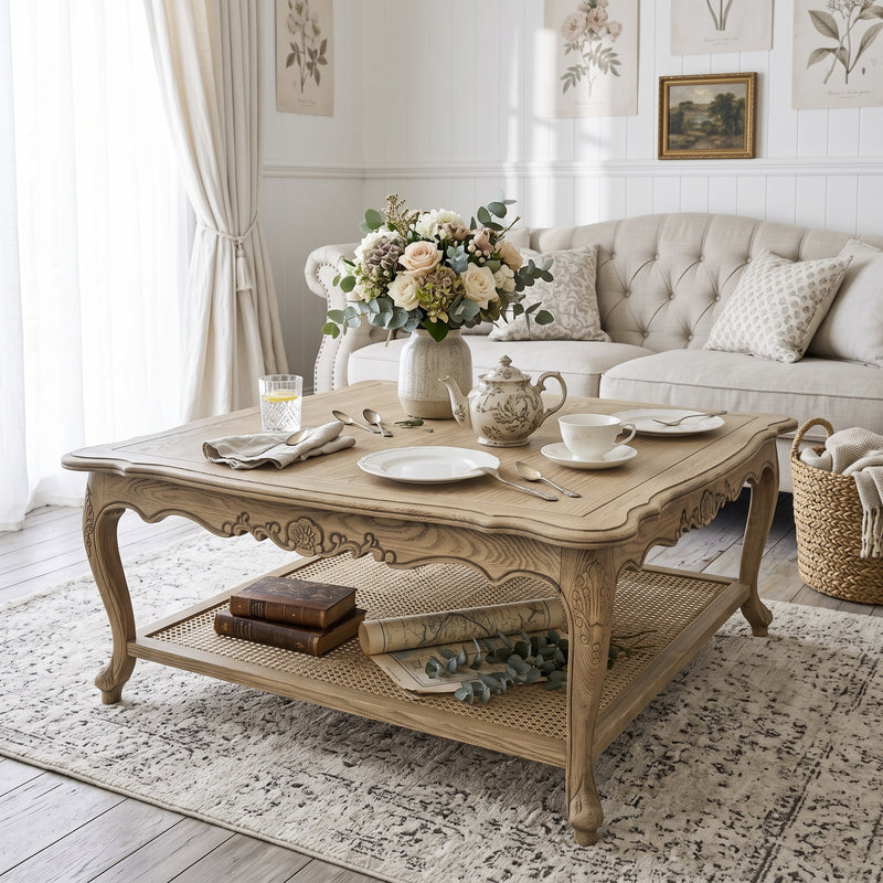 French Provincial Louis Square Coffee & Tea Table