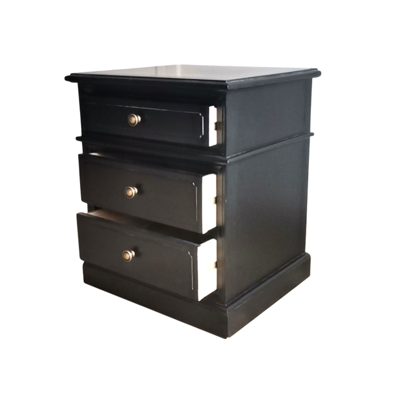 Hamptons Halifax 3 Drawer Bedside Lamp Table