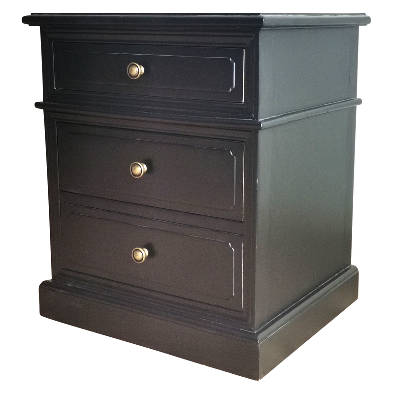 Hamptons Halifax 3 Drawer Bedside Lamp Table