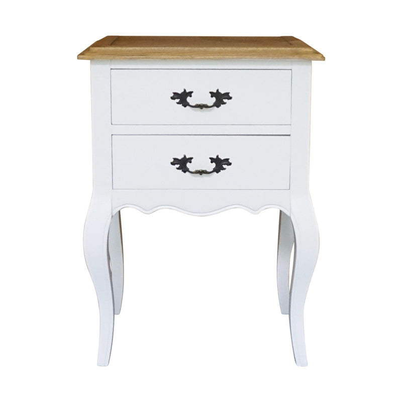 French Provincial Louis Classic 2 Drawer Bedside Lamp Table