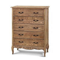 French Provincial Provence 5 Drawer Chest Tallboy Cabinet